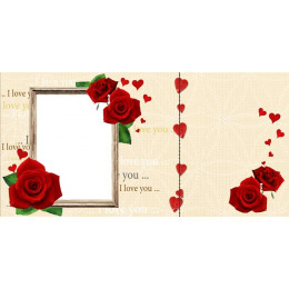 Шаблон к 14 февраля для печати на кружке с рамкой под фотографию и розами